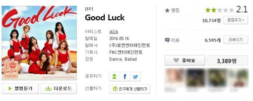 AOA ‘Good Luck’. 사진=멜론 홈페이지