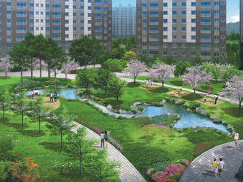 힐스테이트 진건 단지내 조경.