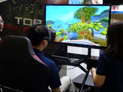 플레이엑스포 모션디바이스 부스 현장 (출처=게임동아)