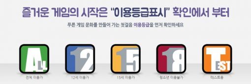 게임물 등급분류표 (출처=게임물관리위원회)