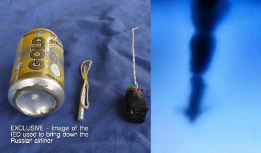 이슬람국가(IS)가 러시아 여객기에 설치했다고 주장한 음료캔 폭발물 (사진 출처 다비끄)