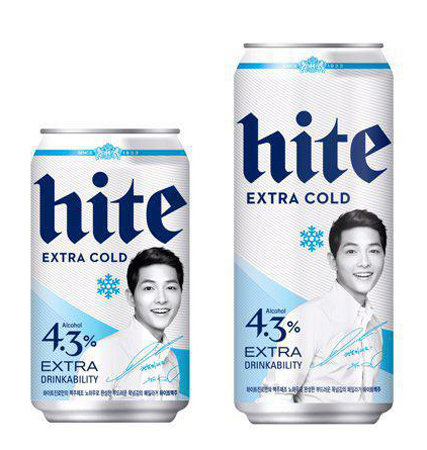 하이트진로가 국내 맥주 브랜드 중 최초로 모델을 활용해 내놓은 리미티드 에디션 ‘하이트 송중기 스페셜 캔’.