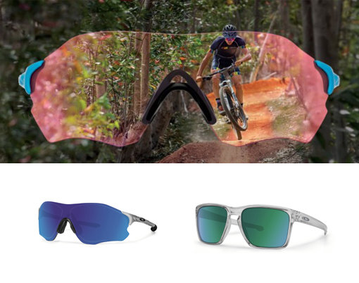 스포츠 선글라스는 야외활동 시 자외선 차단으로 시력 보호는 물론 넓은 시야를 확보해 줘 안전성을 높여주는 효과가 있다. 오클리 이비제로-오클리 슬리버(왼쪽 하단부터). 사진제공｜오클리