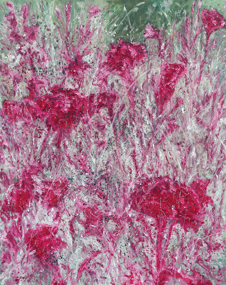 김지원의 ‘맨드라미’(2015년). 아마포 캔버스에 유채. PKM 갤러리 제공