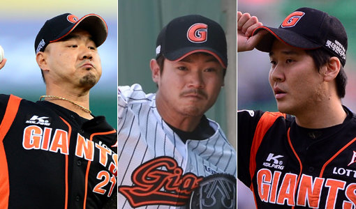 롯데 송승준-노경은-윤길현(맨 왼쪽부터). 사진｜스포츠동아DB·롯데 자이언츠