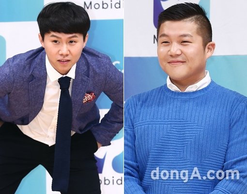 개그맨 양세형-조세호(오른쪽)가 20일 오후 서울 양천구 목동SBS에서 열린 SBS 모비딕 론칭 제작발표회에 참석해 포토타임을 하고 있다. 동아닷컴 방지영 기자 doruro@donga.com
