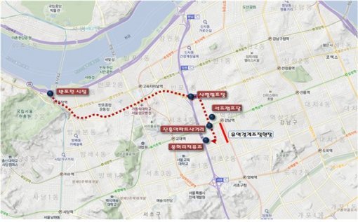 수에즈 컨설팅단이 현장방문 할 강남역 부근 침수 우려 지역 (자료:서울시)