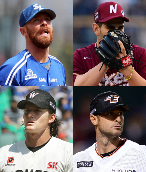 전 삼성 벨레스터- 전 넥센 코엘로- 전 한화 마에스트리- 전 SK 세든 (왼쪽 상단부터 시계방향으로) 사진｜스포츠동아DB·스포츠코리아