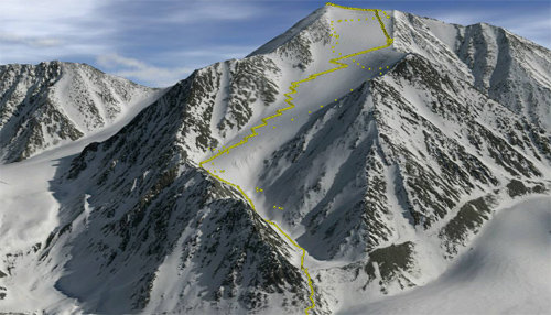 50년 논쟁에 마침표를 찍고 미국 알래스카 주 북극권에서 가장 높은 산으로 판명된 이스토 산. 항공 관측 결과와 산을 직접 오르내리면서 수집한 위성위치 확인시스템(GPS) 정보를 토대로 이스토 산을 3차원(3D)으로 시각화했다. ‘빙권(The Cryosphere)’ 저널 제공