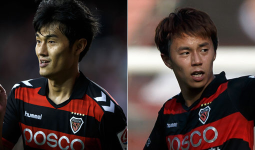 포항 양동현-심동운(오른쪽). 사진제공｜한국프로축구연맹