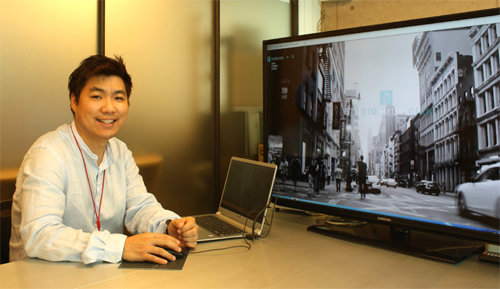 김두환 디오션 대표(36)가 서울 서초구 서운로6길 디오션 사무실에서 업무를 보고 있다. 김 대표는 글로벌 ‘뮤직네트워크서비스(MNS)’ 회사를 창업한 뒤 해외 기업들과 파트너십을 맺으며 사업을 확장하고 있다. 디오션 제공