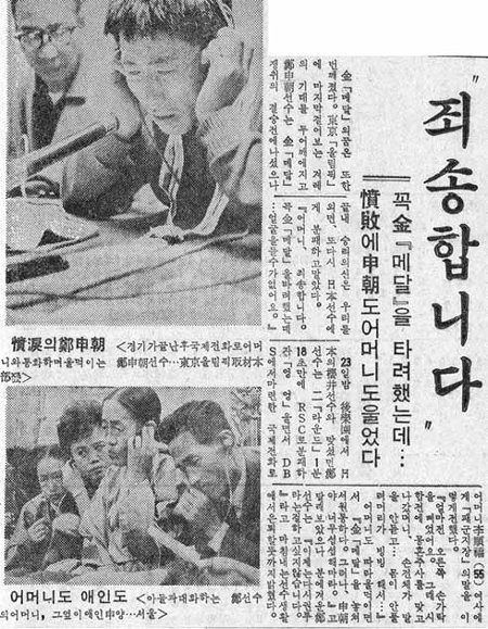 정신조 선수의 1964년 도쿄 올림픽 권투 은메달 소식을 전한 그해 10월 24일 동아일보 기사. 신문박물관 제공