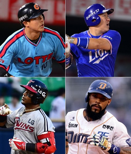 롯데 황재균-삼성 최형우-NC 테임즈-LG 히메네스(왼쪽 상단부터 시계방향으로). 스포츠동아DB