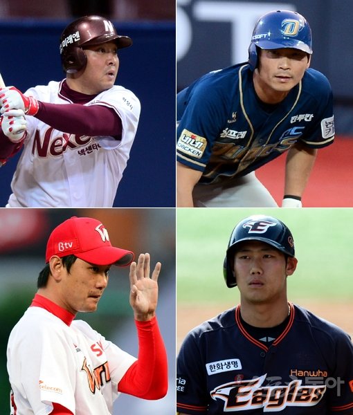 넥센 채태인-NC 김종호-한화 하주석-SK 김광현(왼쪽 상단부터 시계방향으로). 스포츠동아DB