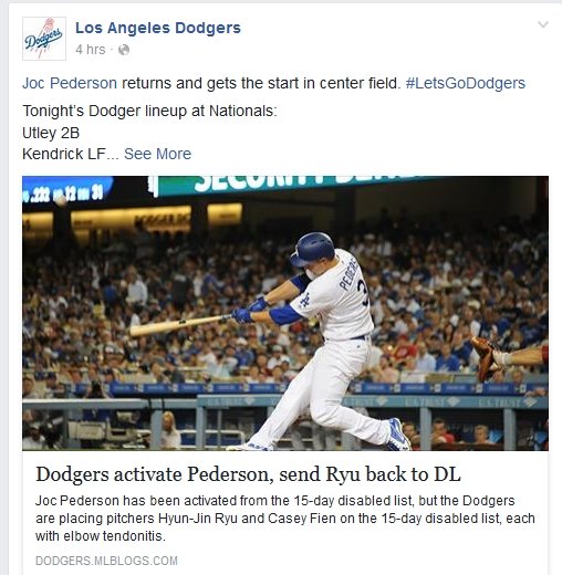 사진=LA 다저스 공식 페이스북