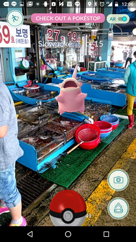 속초 수산물 시장에서 잡은 포켓몬 (출처=IT동아)