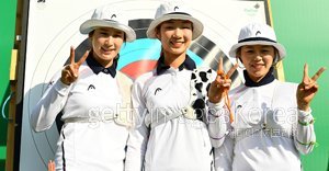 기보배, 최미선, 장혜진(왼쪽부터) 사진= ⓒGettyimages/이매진스