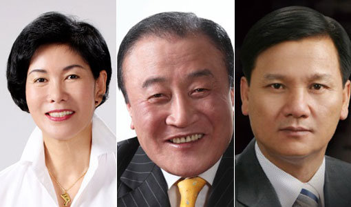 대한배구협회 후보 기호1번 정은숙-대한배구협회 후보 기호2번 서병문-대한배구협회 후보 기호3번 정제묵(왼쪽부터).