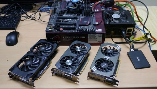 테스트에 이용한 라데온 RX 470, 지포스 GTX 960/970 (출처=IT동아)