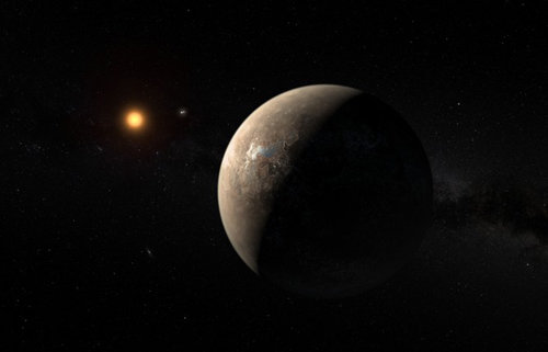 지구에서 가장 가까운 지구형 행성인 ‘프록시마 b’(오른쪽)의 상상도. 네이처 제공