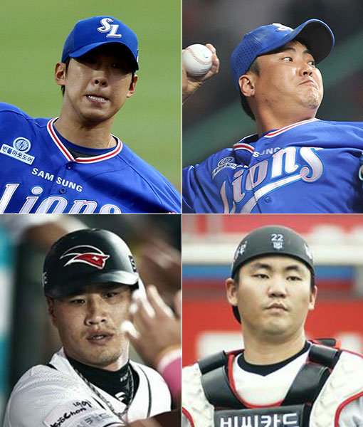 윤성환-안지만-장성우-김상현(왼쪽 상단부터 시계방향으로). 사진｜스포츠코리아·kt wiz