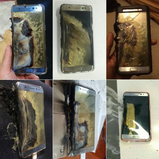 갤럭시노트7 폭발 피해 사진. 온라인 커뮤니티.