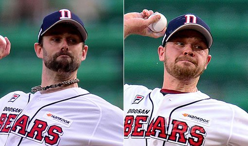 두산 니퍼트-보우덴(오른쪽). 스포츠동아DB