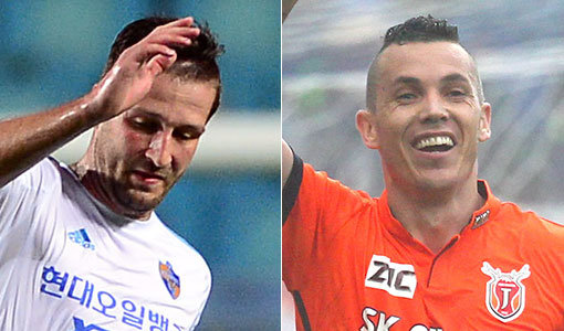 울산 코바-제주 마르셀로(오른쪽). 사진｜스포츠동아DB·K리그