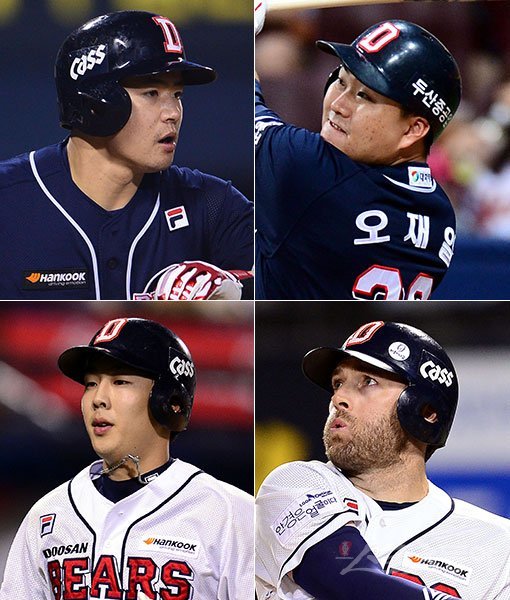 두산 김재환-오재일-에반스-박건우(왼쪽 상단부터 시계방향으로). 스포츠동아DB