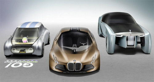 BMW그룹은 3월 창사 100주년을 기념해 미래형 자동차인 ‘비전 넥스트 100’ 콘셉트카 3종을 선보였다. 왼쪽부터 비전 넥스트 100 ‘미니’ ‘BMW’ ‘롤스로이스’. BMW그룹 제공