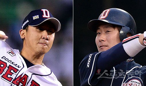 두산 이용찬-이원석(오른쪽). 스포츠동아DB