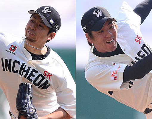 25일 인천 SK행복드림구장에서 '2016 타이어뱅크 KBO리그' SK 와이번스와 한화 이글스의 경기가 열렸다. 1회초 SK 선발 윤희상, 6회초 SK 김광현이 두 번째 투수로 등판해 힘차게 공을 던지고 있다. 문학 | 김진환 기자 kwangshin00@donga.com