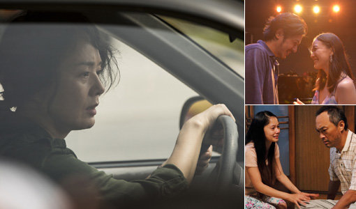 독립성과 자율성 논란 끝에 6일 막을 여는 제21회 부산국제영화제의 상영작과 그 주인공들. ‘환절기’의 배종옥(큰 사진), ‘오버 더 펜스’의 오다기리 조(위 왼쪽), ‘분노’의 와타나베 켄(아래 오른쪽). 사진제공｜부산국제영화제