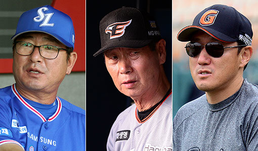 삼성 류중일 감독-한화 김성근 감독-롯데 조원우 감독(왼쪽부터). 사진｜스포츠동아DB·스포츠코리아