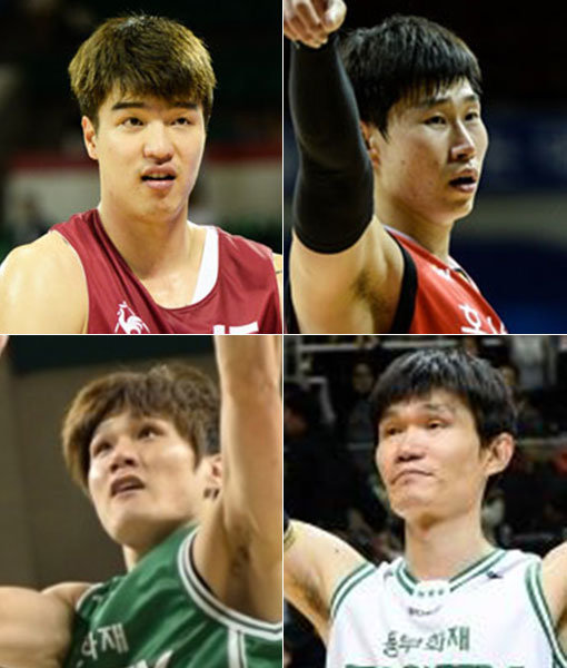 LG 김종규-KGC 오세근-동부 김주성-윤호영(왼쪽 상단부터 시계방향으로). 사진제공｜KBL