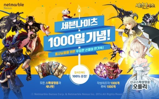 세븐나이츠 서비스 1000일 기념 대규모 업데트와 이벤트 실시(출처=게임동아)