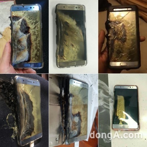 갤럭시노트7 폭발 피해 사진. 온라인 커뮤니티