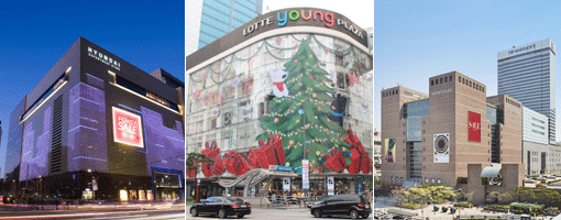 현대백화점-롯데백화점-신세계백화점(맨 왼쪽부터).