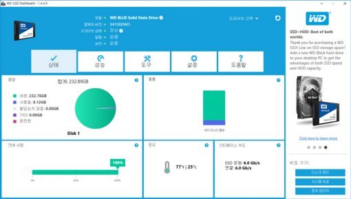 WD SSD 대시보드(출처=IT동아)