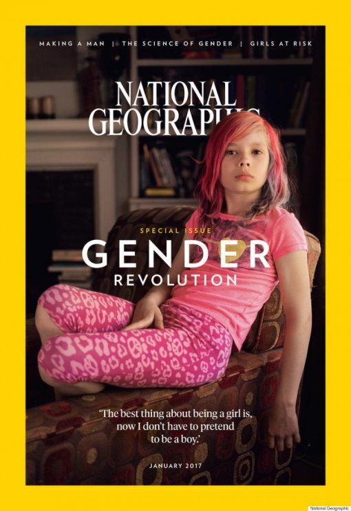 9살의 트랜스젠더 에이버리 잭슨을 표지에 내세운 내셔널 지오그래픽 2017년 1월호.