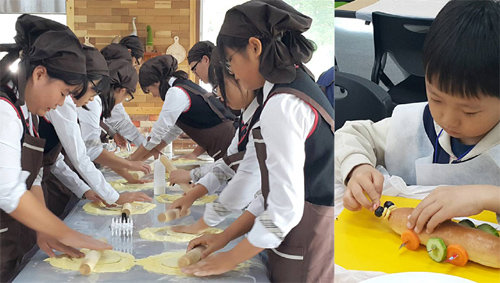 충청북도농업기술원은 방학을 맞은 학생들이 부모와 함께 농촌을 체험할 수 있는 체험농장 13곳을 추천했다. 사진은 충주 햇살블루베리농원의 빵만들기 체험. 충북도농업기술원 제공