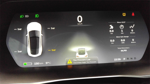 센서로 감지한 주변 차량을 계기판에 표시해준다(출처=IT동아)
