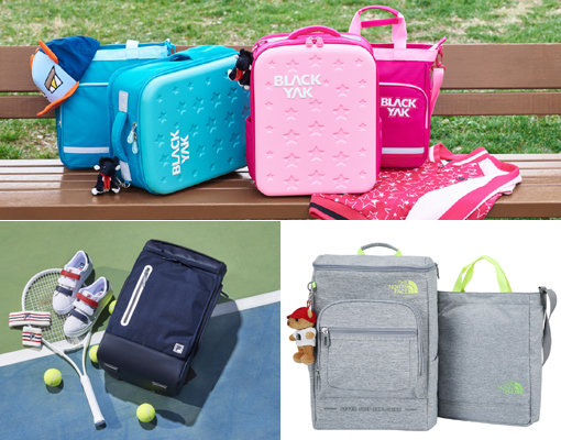 신학기를 일찌감치 준비하려는 학부모와 어린이들에게 아웃도어·스포츠 브랜드의 책가방이 인기를 끌고 있다. 오래도록 등산배낭 등을 제작하며 쌓은 노하우를 책가방에 적용했다. 블랙야크키즈 BK야크스타, 노스페이스 키즈 스퀘어 스쿨백, 휠라의 크로노스 백팩(큰 사진부터 시계방향).사진제공｜블랙야크·노스페이스·휠라