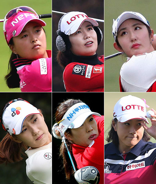 2017시즌 한국여자골프(KLPGA) 투어가 새로운 여왕의 탄생을 기다리고 있다. 지난 시즌 7승을 기록하며 1인자로 등극했던 박성현이 올해 미 LPGA 투어로 떠나면서 고진영과 장수연, 배선우, 김해림, 이승현, 김민선(왼쪽 상단부터 시계방향으로) 등이 빈 자리를 노리고 있다. 사진제공 ｜ KLPGA