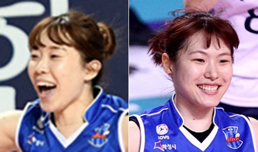 잠시 주춤했다가 다시 살아나고 있는 IBK기업은행. 상승곡선을 유지하기 위해서는 레프트에 번갈아 기용되고 있는 채선아(오른쪽)와 김미연이 꾸준하게 좋은 기량을 보여줘야한다는 평가다. 사진제공｜KOVO