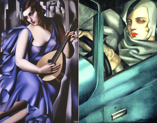 렘피카 작품 ‘만돌린을 든 여인’(왼쪽)과 ‘자화상’. 사진제공｜와이제이커뮤니케이션