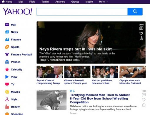 미국 야후 사이트(출처=IT동아)