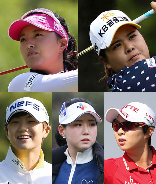 고진영-박인비-김효주-백규정-박성현(왼쪽 상단부터 시계방향으로). 사진제공｜KLPGA