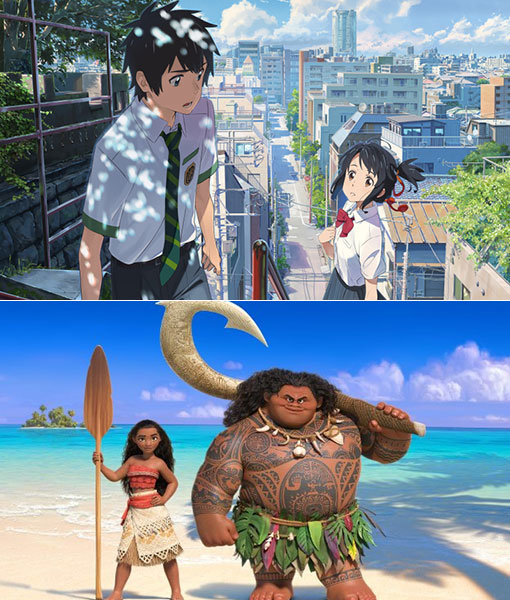 애니메이션 ‘너의 이름은.‘, 애니메이션 ‘모아나‘의 한 장면. 사진제공|미디어캐슬·월트디즈니컴퍼니코리아