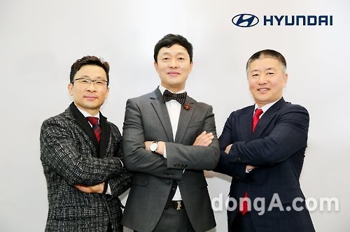 사진은(왼쪽부터) 2016년 현대자동차 최다 판매자 충남 당진지점 장석길 부장(3위), 공주지점 임희성 부장(1위), 대전지점 김기양 부장(2위)의 모습. 현대차 제공